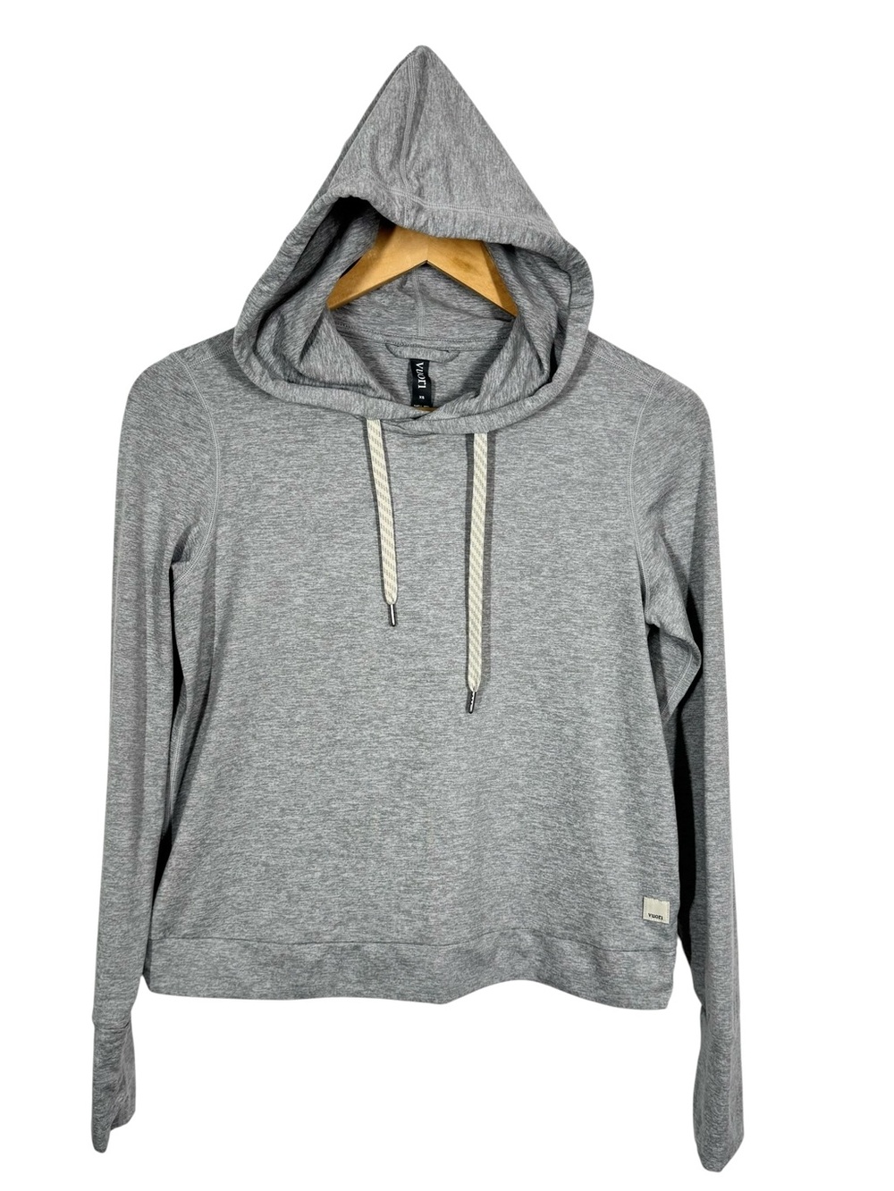 Vuori Sweatshirt Halo Essential Women XS Gray Lightweight Pullover Athletic Hood
